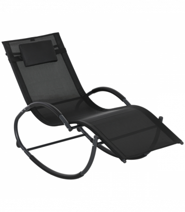 Outsunny Patio Rocking Lounge Chair Zero Gravity Chaise w/ Padded Pillow Black