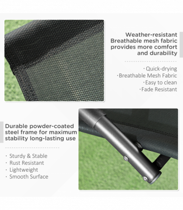 Outsunny Patio Rocking Lounge Chair Zero Gravity Chaise w/ Padded Pillow Black