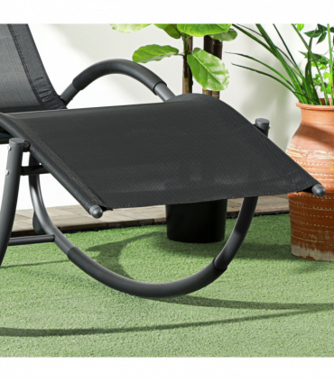 Outsunny Patio Rocking Lounge Chair Zero Gravity Chaise w/ Padded Pillow Black