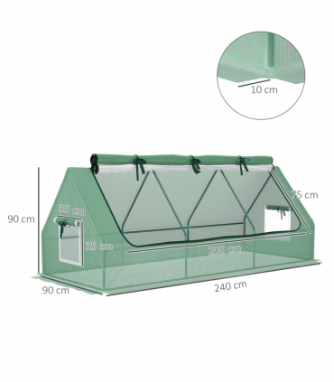 Outsunny Portable Small Polytunnel with Mesh Windows, 240x90x90cm