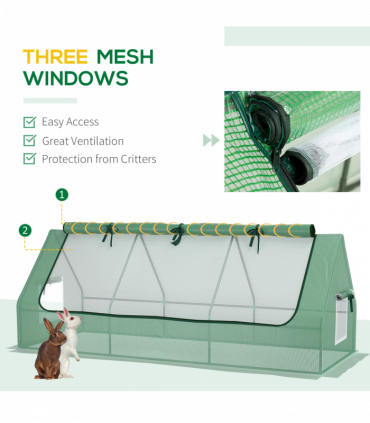 Outsunny Portable Small Polytunnel with Mesh Windows, 240x90x90cm