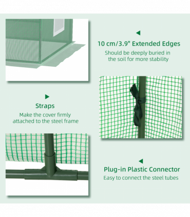 Outsunny Portable Small Polytunnel with Mesh Windows, 240x90x90cm