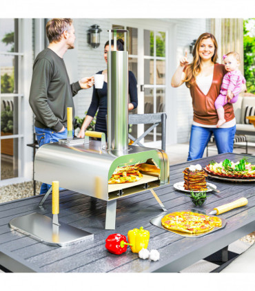 Outsunny Portable Wood Pellet Pizza Oven with Foldable Legs 12 Inch Stone