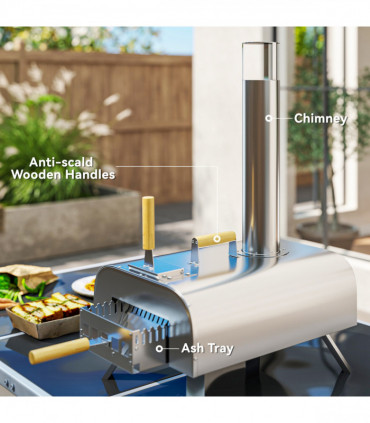 Outsunny Portable Wood Pellet Pizza Oven with Foldable Legs 12 Inch Stone