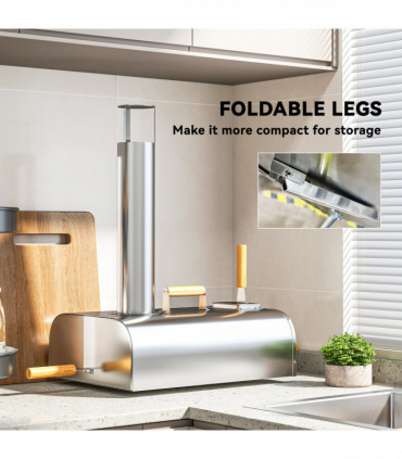 Outsunny Portable Wood Pellet Pizza Oven with Foldable Legs 12 Inch Stone