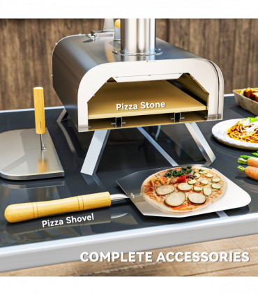 Outsunny Portable Wood Pellet Pizza Oven with Foldable Legs 12 Inch Stone