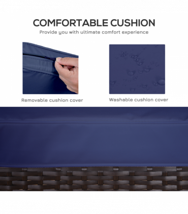 Outsunny Rattan 3PCs Chair Table Bistro Set Patio Set with Steel Frame Blue