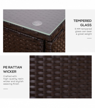 Outsunny Rattan 3PCs Chair Table Bistro Set Patio Set with Steel Frame Blue