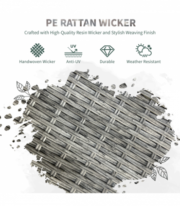 Outsunny Rattan Outdoor Dining Table and Chairs for 4, Light Grey