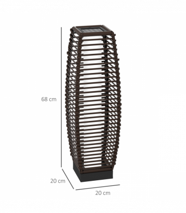Outsunny Rattan Solar Floor Lamp with Auto On/Off LED Light for Porch Yard Brown