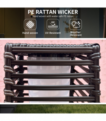 Outsunny Rattan Solar Floor Lamp with Auto On/Off LED Light for Porch Yard Brown