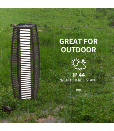 Outsunny Rattan Solar Floor Lamp with Auto On/Off LED Light for Porch Yard Brown