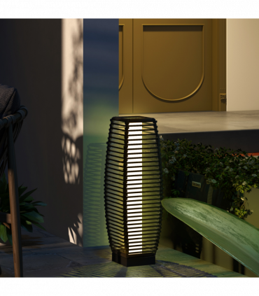 Outsunny Rattan Solar Floor Lamp with Auto On/Off LED Light for Porch Yard Grey