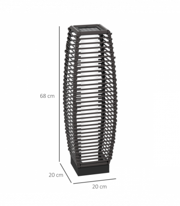 Outsunny Rattan Solar Floor Lamp with Auto On/Off LED Light for Porch Yard Grey