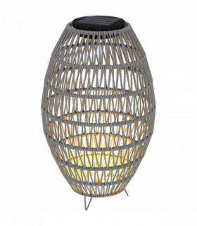 Outsunny Rattan Solar Lamp, Auto On/Off Garden Lantern, Grey