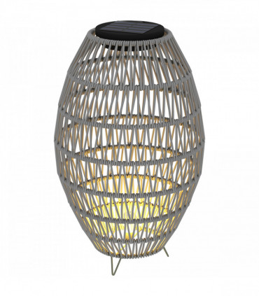 Outsunny Rattan Solar Lamp, Auto On/Off Garden Lantern, Grey