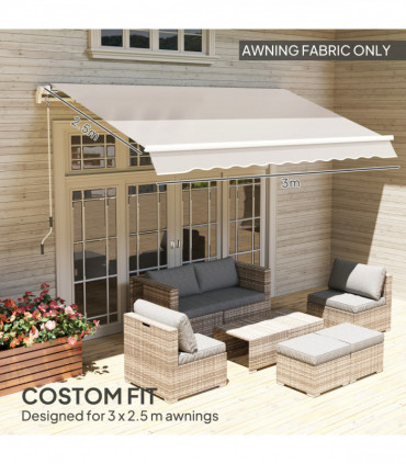 Outsunny Replacement Canopy for 3 x 2.5 m Awning (Fabric Only), Cream White