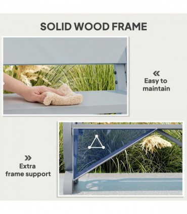 Outsunny Wooden Garden Bench Outdoor Loveseat with High Back, Grey