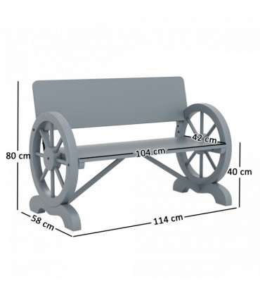 Outsunny Wooden Garden Bench Outdoor Loveseat with High Back, Grey