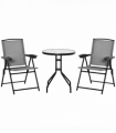 Patio Bistro Set Folding Chairs Garden Coffee Table for Balcony Grey Outsunny