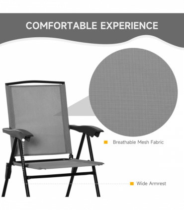 Patio Bistro Set Folding Chairs Garden Coffee Table for Balcony Grey Outsunny