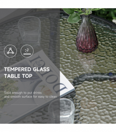 Patio Bistro Set Folding Chairs Garden Coffee Table for Balcony Grey Outsunny