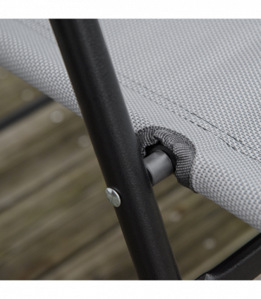 Patio Bistro Set Folding Chairs Garden Coffee Table for Balcony Grey Outsunny