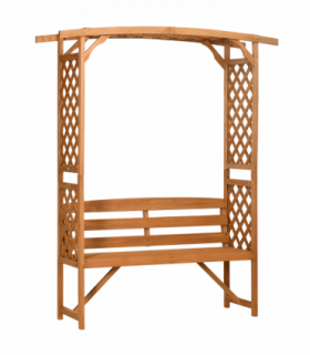 Patio Garden Bench, Arch Pergola with Natural Wooden Garden Arbour with Seat
