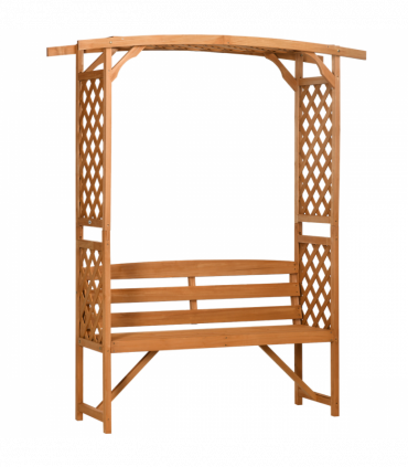Patio Garden Bench, Arch Pergola with Natural Wooden Garden Arbour with Seat
