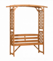 Patio Garden Bench, Arch Pergola with Natural Wooden Garden Arbour with Seat