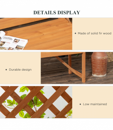 Patio Garden Bench, Arch Pergola with Natural Wooden Garden Arbour with Seat