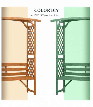 Patio Garden Bench, Arch Pergola with Natural Wooden Garden Arbour with Seat