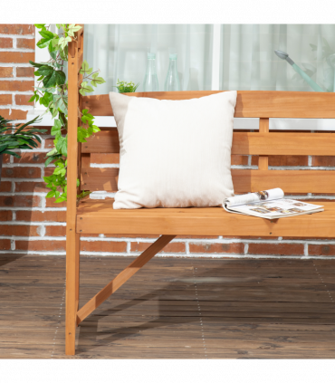 Patio Garden Bench, Arch Pergola with Natural Wooden Garden Arbour with Seat