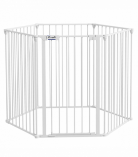 PawHut 2 in 1 Dog Pen, Safety Pet Gate, 6 Panels, for Medium Dogs, 90Hcm - White