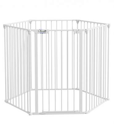 PawHut 2 in 1 Dog Pen, Safety Pet Gate, 6 Panels, for Medium Dogs, 90Hcm - White