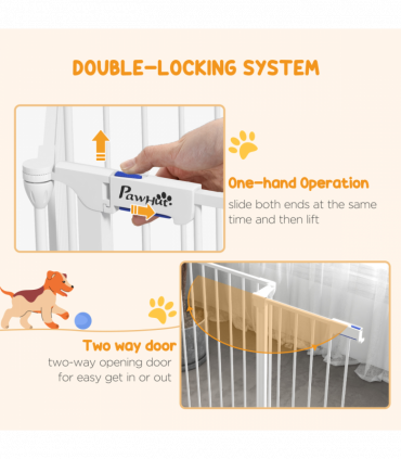 PawHut 2 in 1 Dog Pen, Safety Pet Gate, 6 Panels, for Medium Dogs, 90Hcm - White