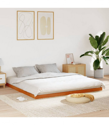 vidaXL Bed Frame Wax Brown 180x200 cm Super King Solid Wood Pine