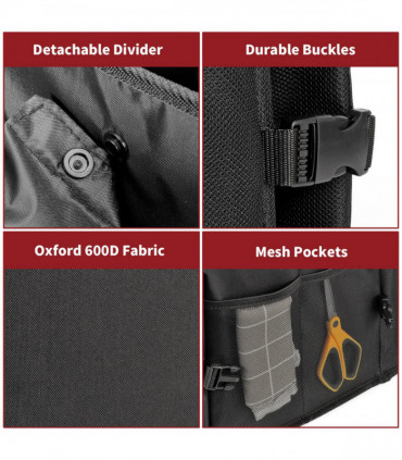 Car Boot Storage Organizer Oxford 600D Black L58 x W41 x H27.5 cm