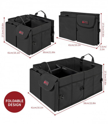 Car Boot Storage Organizer Oxford 600D Black L58 x W41 x H27.5 cm