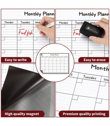 Vinsani Monthly Planner 4 Markers & Eraser 0000145