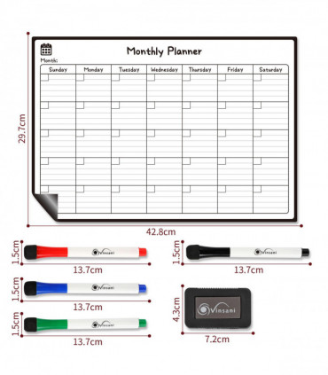 Vinsani Monthly Planner 4 Markers & Eraser 0000145