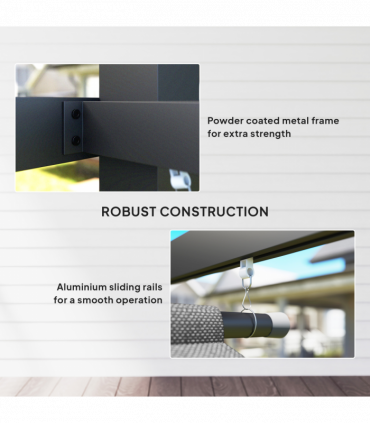 Outsunny 3 x 4m Metal Pergola with Retractable Roof and Roller Shade, Grey