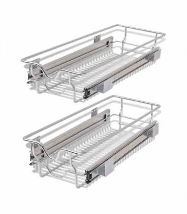 vidaXL Pull-Out Wire Baskets 2 pcs Silver 300 mm