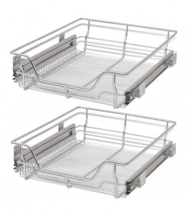 vidaXL Pull-Out Wire Baskets 2 pcs Silver 500 mm