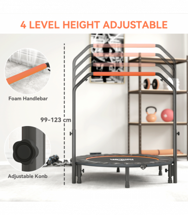 HOMCOM 48" Foldable Mini Fitness Trampoline w/ Foam Handle, Orange