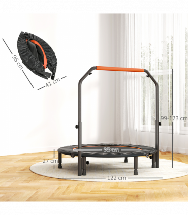 HOMCOM 48" Foldable Mini Fitness Trampoline w/ Foam Handle, Orange
