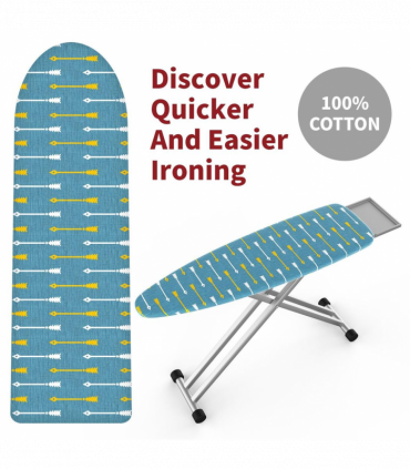 Ironing Board Cover 100% Cotton Arrows 140x52cm Foam Back Padding Easy Fit