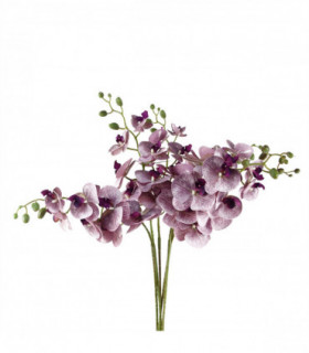 Pack of 6 x 100cm Artificial Phalaenopsis Orchid Purple Stem - 42 Flowers