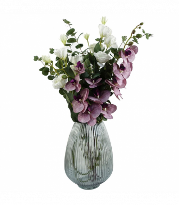 Pack of 6 x 100cm Artificial Phalaenopsis Orchid Purple Stem - 42 Flowers