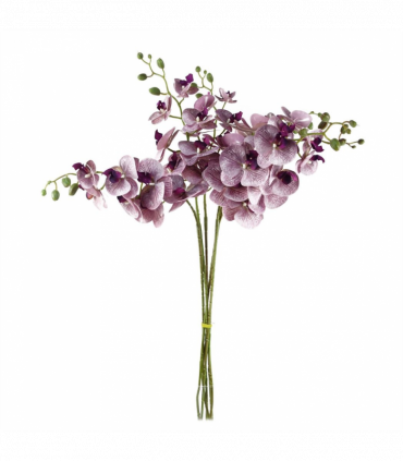 Pack of 6 x 100cm Artificial Phalaenopsis Orchid Purple Stem - 42 Flowers